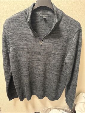 Via Europa Men's Gray Half-Zip Sweater